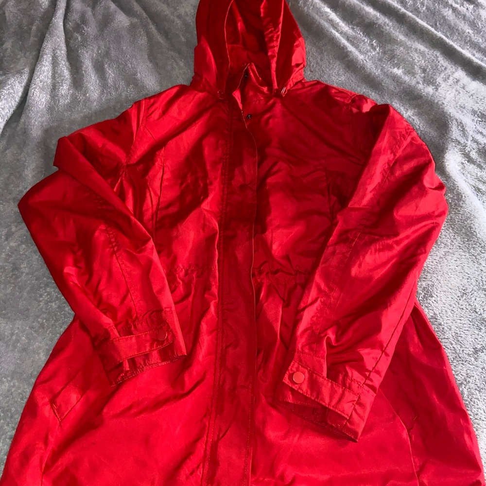 Red rain coat